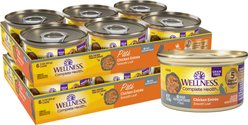 Wellness Complete Health Senior Pate Age Advantage Grain-Free Chicken Wet Cat Food, 3-oz can, case of 12