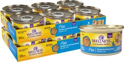Wellness Complete Health Pate Grain-Free Chicken & Herring Wet Cat Food, 3-oz can, case of 12