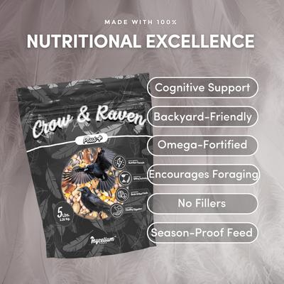 Show full view: Mycelium Feeds High Energy Grain & Nut Mix with Sunflower Seed & Peas Blends Crow & Raven Food, 5-lb bag slide 5 of 10
