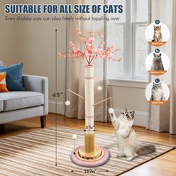 HOMAGICO 45-in Sherpa Scratching Post Self Groomer Brush Interactive Ball Cat Tree, Pink slide 2 of 6