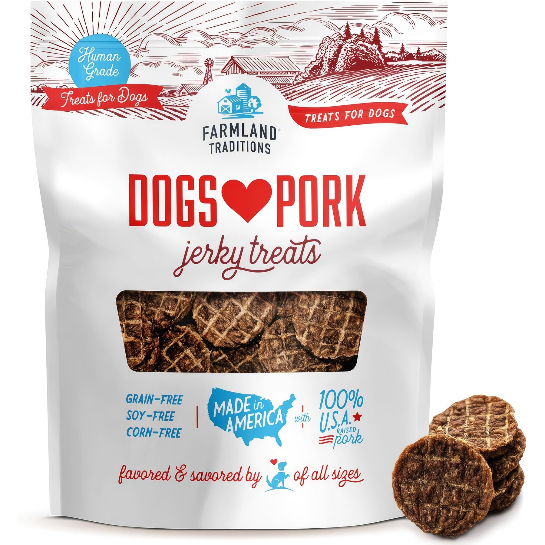 Farmland Traditions USA Dogs Love Pork Grain-Free Jerky Dog Treats, 13.5-oz bag