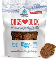 Farmland Traditions USA Dogs Love Duck & Carrots Grain-Free Jerky Dog Treats, 5-oz bag