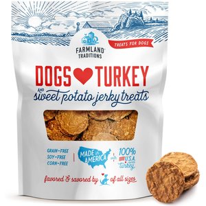 Farmland Traditions USA Dogs Love Turkey & Sweet Potato Grain-Free Jerky Dog Treats, 1-lb bag
