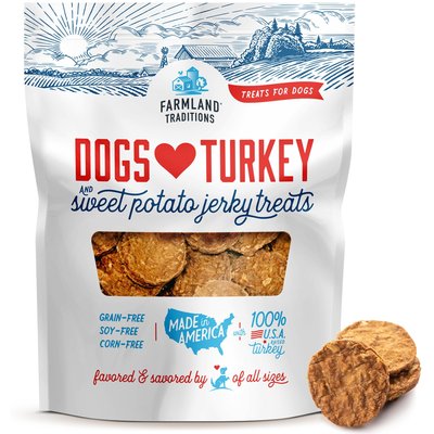 Farmland Traditions Farmland Traditions USA Dogs Love Turkey & Sweet Potato Grain-Free Jerky Dog Treats, 6-oz bag