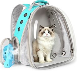 Halinfer Expandable Bubble Carry Bag Backpack Cat Carrier with Fan, Green