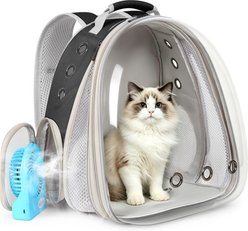 Halinfer Expandable Bubble Carry Bag Backpack Cat Carrier with Fan, Black