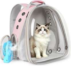 Halinfer Expandable Bubble Carry Bag Backpack Cat Carrier with Fan, Pink