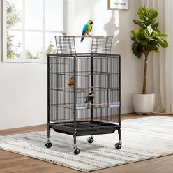 Winado Wrought Iron Metal Parrot Cage with Open Top, Black, 35-in slide 2 of 7