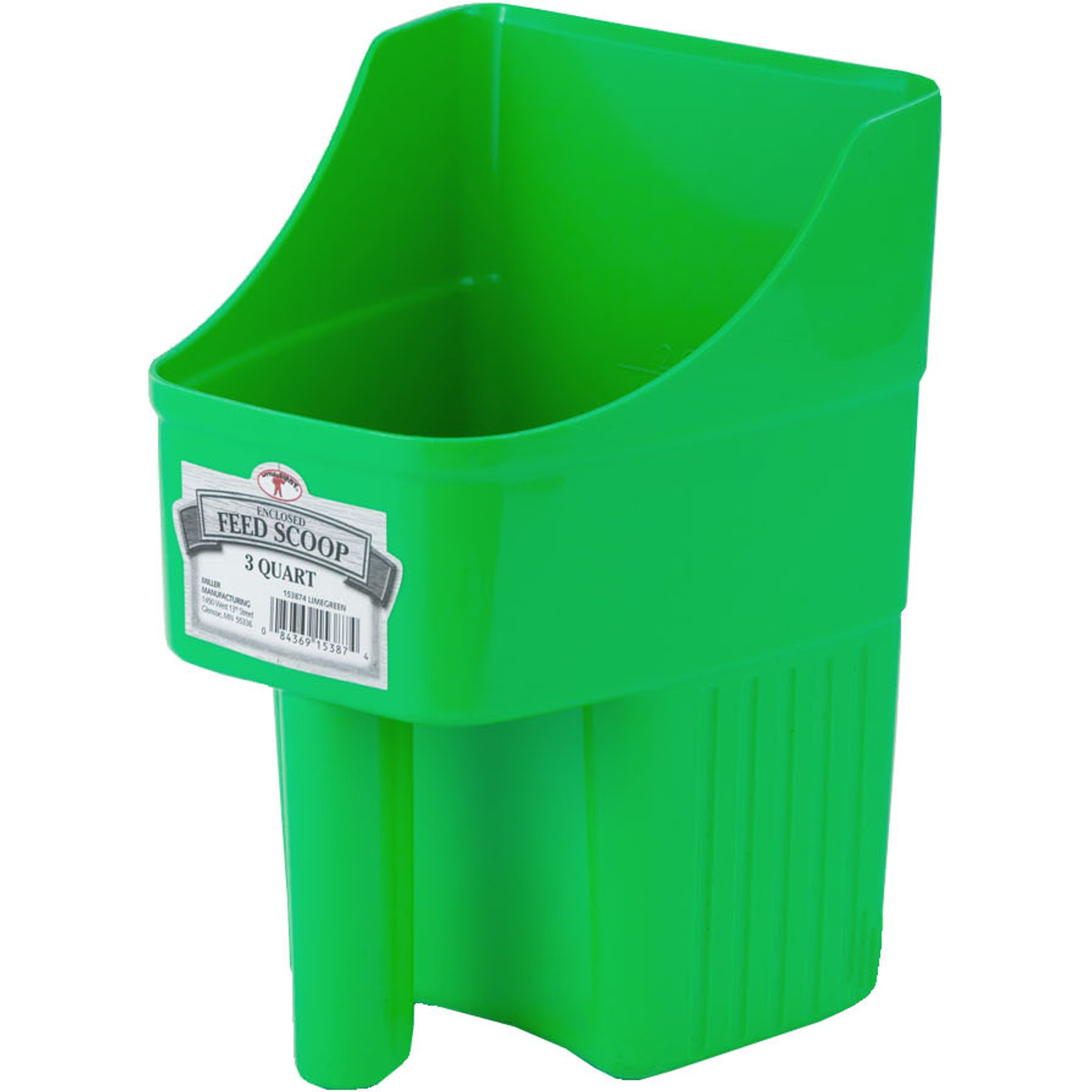 Little Giant Plastic Enclosed Livestock Feed Scoop, Lime Green, 3-qt