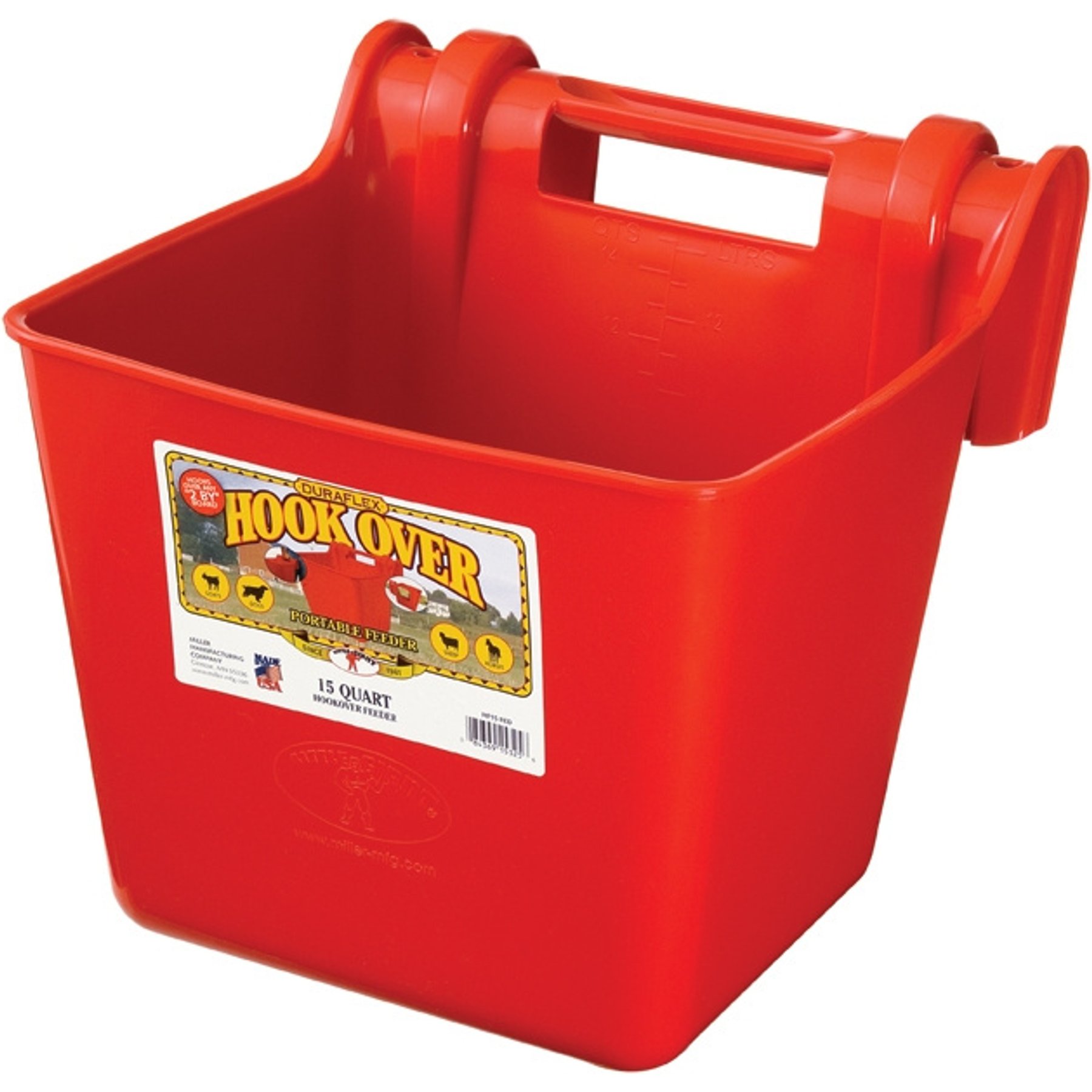 Little Giant Hook Over Livestock Feeder Bucket, Red, 15-qt