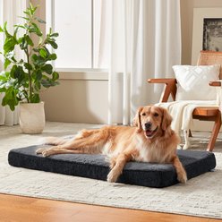 JOEJOY Rabbit Fur Quilted Memory Foam Pad Dog & Cat Bed, Grey, 41 x 27 x 4-in