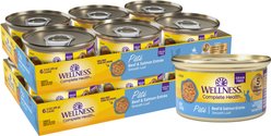 Wellness Complete Health Pate Grain-Free Beef & Salmon Wet Cat Food, 3-oz can, case of 12