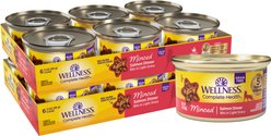 Wellness Complete Health Minced Grain-Free Salmon Wet Cat Food, 3-oz can, case of 12