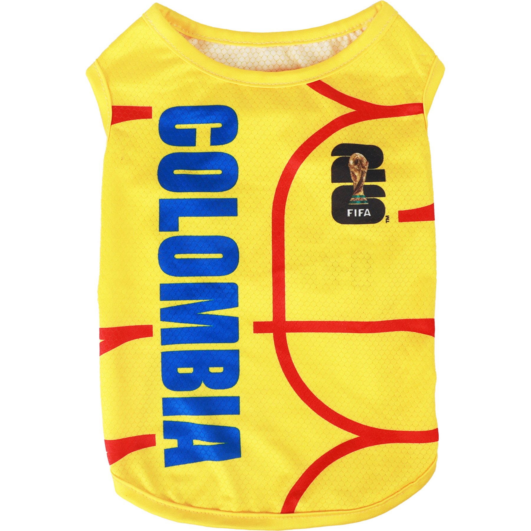 FIFA WC26 Machine Washable Dog Shirt, Yellow, Large, Colombia