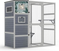 Coziwow Catio Wooden Outdoor Cat Playpen, Large, Gray
