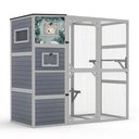 Coziwow Catio Wooden Outdoor Cat Playpen, Large, Gray