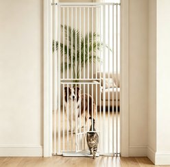 MALOROY 78-in Extra Tall Narrow Opening Dog & Cat Auto Close Gate with Door, White