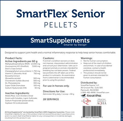 Show full view: SmartPak SmartSupplements SmartFlex Senior Pellet Horse Joint Supplement, 3.7-lb bag slide 5 of 8