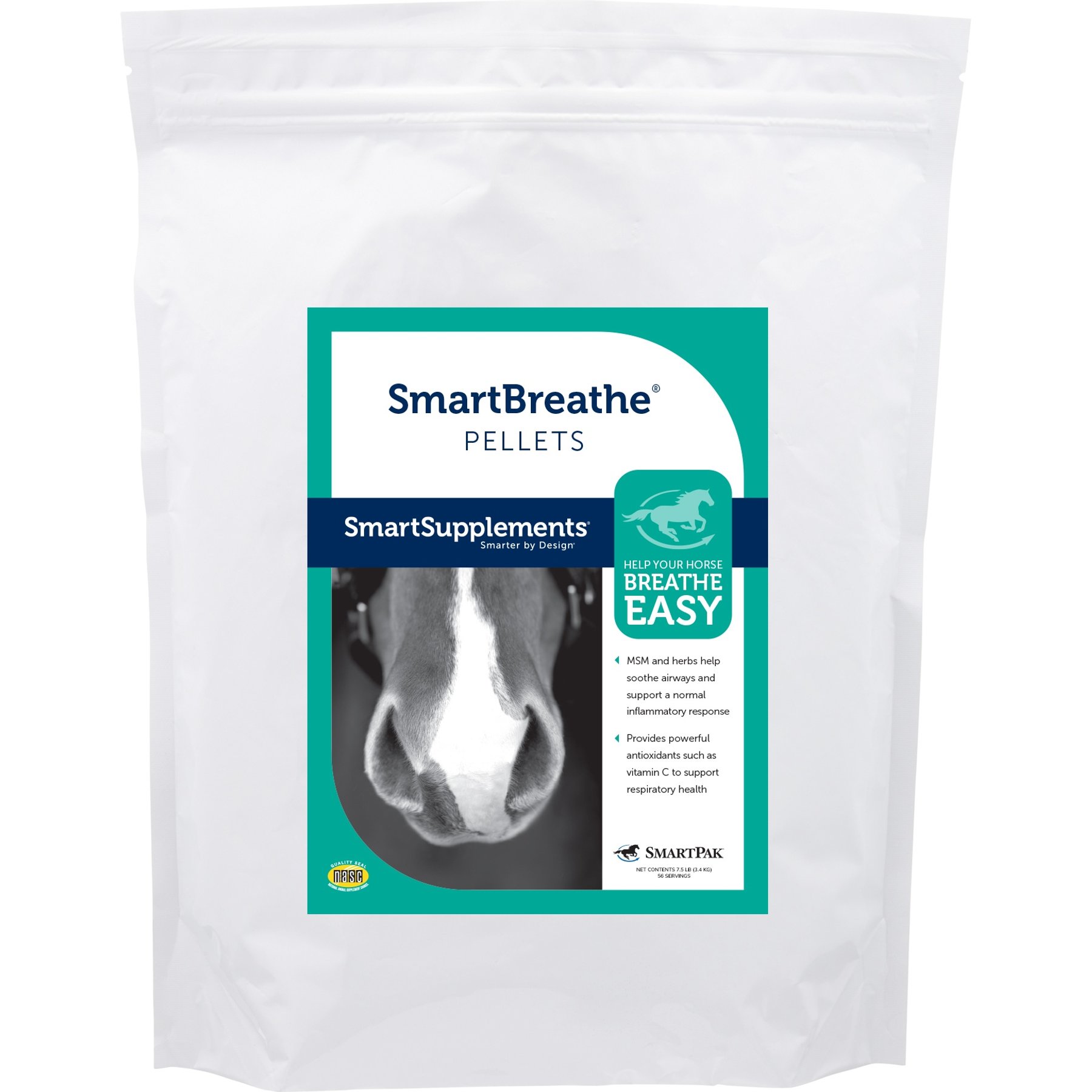 SmartPak SmartSupplements SmartBreathe Pellets Supplement for Horses, 7.5-lb bag