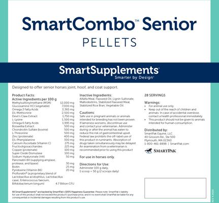 Show full view: SmartPak SmartSupplements SmartCombo Senior Pellet Horse Comprehensive Supplement, 6.2-lb bag slide 5 of 8