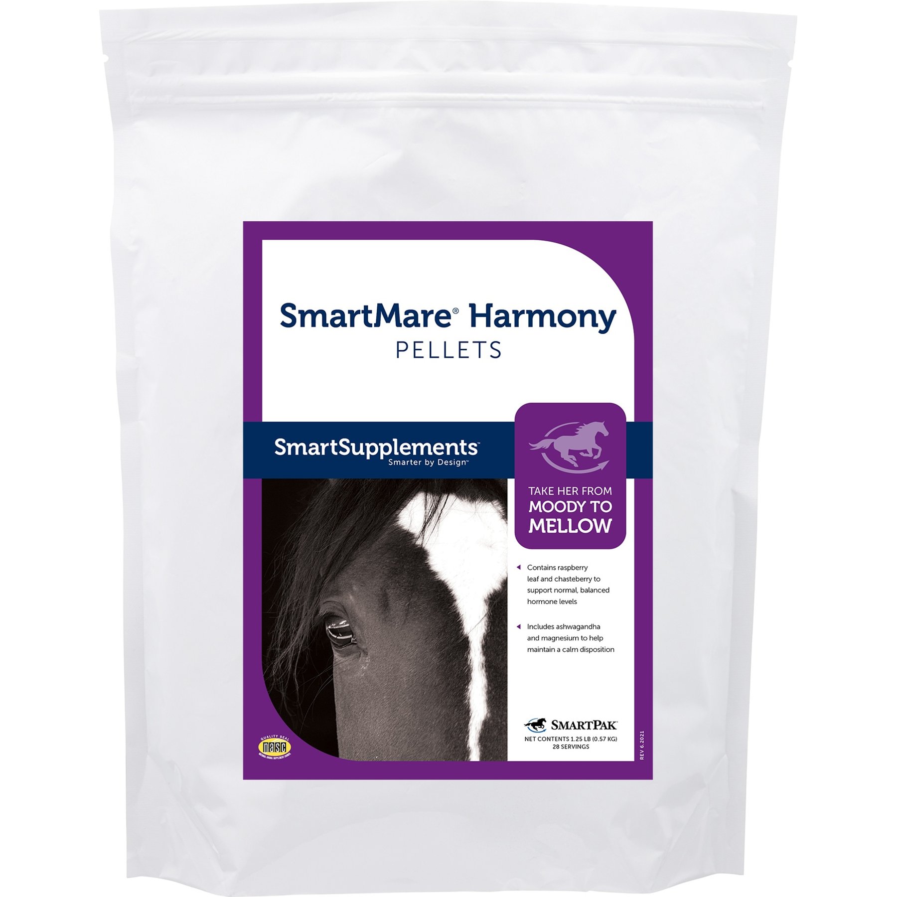 SmartPak SmartMare Harmony Pellets Calming Supplement for Horses, 1.25-lb bag