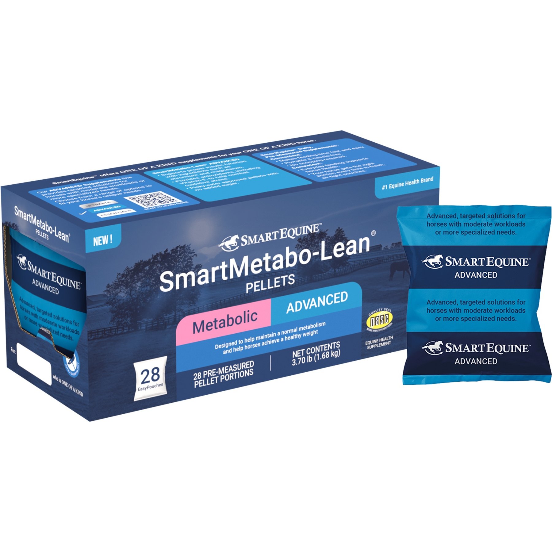 SmartPak SmartMetabo Lean Pellets EasyPouch Weight Supplement for Horses