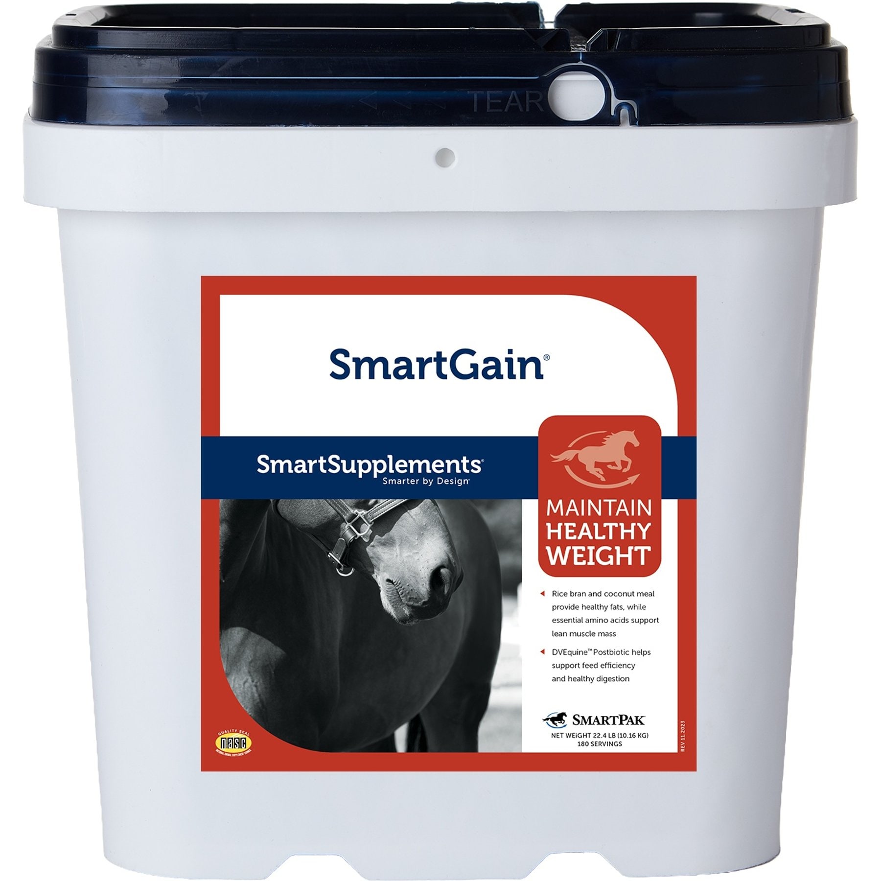 SmartPak SmartGain Weight Supplement for Horses, 22.4-lb bucket