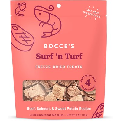 Bocce's Bakery Bocce's Bakery Surf & Turf Beef & Salmon High-Protein Freeze-Dried Dog & Cat Treats, 3-oz bag