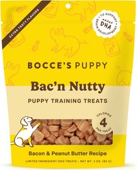 Bocce's Bakery Puppy Bac'n Nutty Training Bites Peanut Butter Limited-Ingredient-Diet Soft & Chewy Dog Treats, 3-oz bag