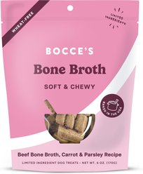 Bocce's Bakery Bone Broth Wellness Beef & Carrot Limited-Ingredient-Diet Adult Soft & Chewy Dog Treats, 6-oz bag
