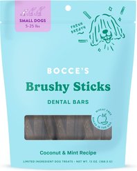 Bocce's Bakery Dailies Brushy Sticks Small Coconut & Mint Recipe Dental Dog Treats, 13-oz bag, 26 count