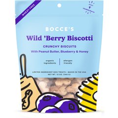 Bocce's Bakery Wild Berry Biscotti Biscuits Crunchy Dog Treats, 12-oz bag