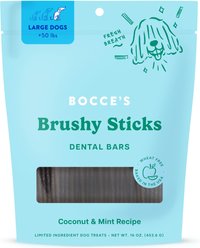 Bocce's Bakery Dailies Brushy Sticks Large Coconut & Mint Recipe Dental Dog Treats, 16-oz bag, 7 count