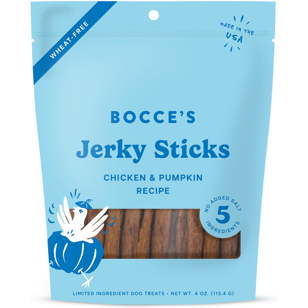 Bocce's Bakery Grazers Chicken Jerky Dog Treats, 4-oz pouch