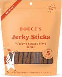 Bocce's Bakery Grazers Turkey Jerky Dog Treats, 4-oz pouch
