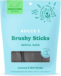 Bocce's Bakery Dailies Brushy Sticks Medium Coconut & Mint Recipe Dental Dog Treats, 13-oz bag, 16 count