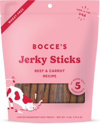 Bocce's Bakery Grazers Beef Jerky Dog Treats, 4-oz pouch