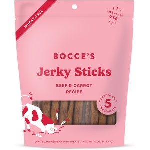 Bocce's Bakery Grazers Beef Jerky Dog Treats, 4-oz pouch