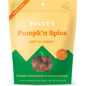 Bocce's Bakery Pumpk'n Spice Pumpkin, PB & Cinnamon Recipe Dog Treats, 6-oz bag