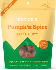 Bocce's Bakery Pumpk'n Spice Pumpkin, PB & Cinnamon Recipe Dog Treats, 6-oz bag