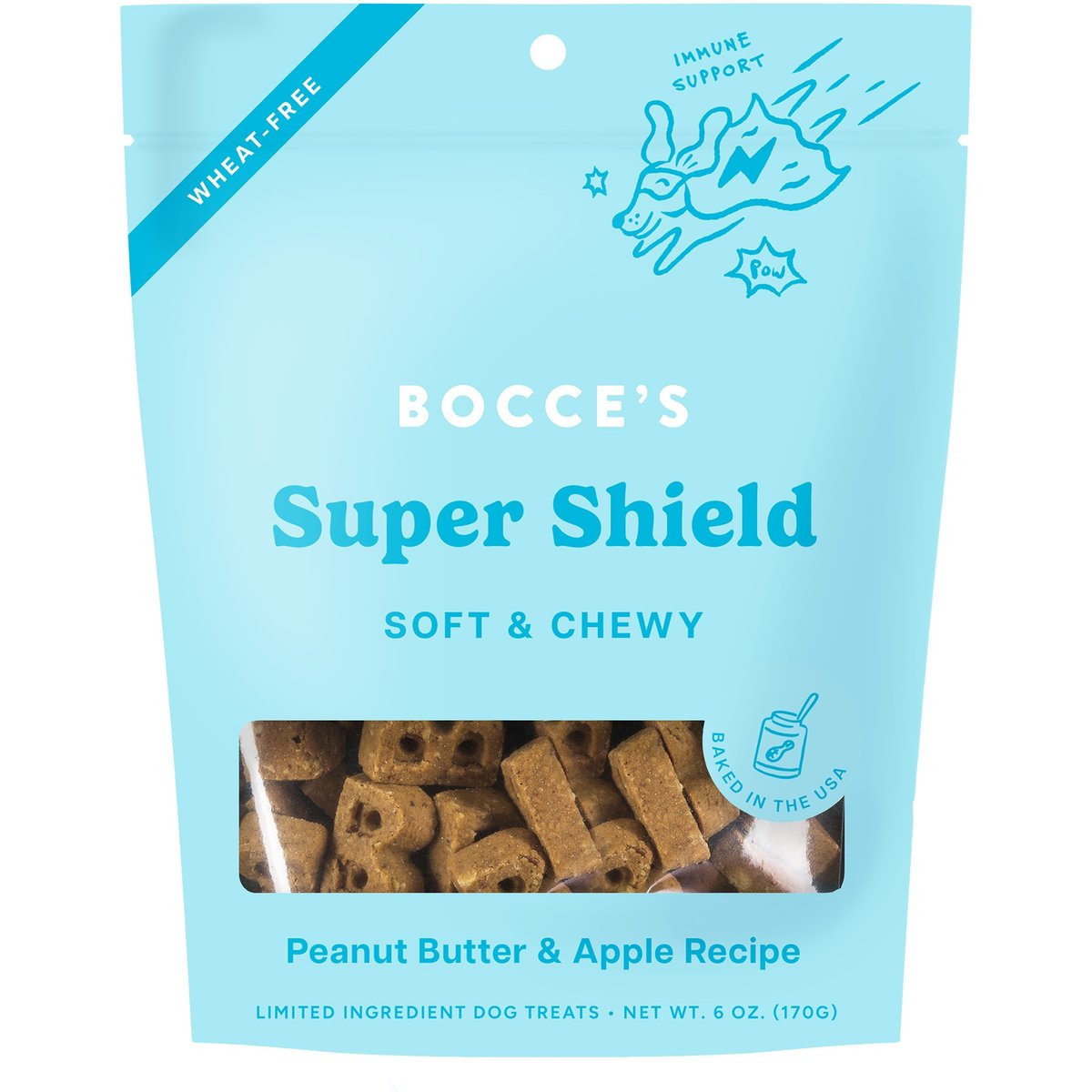 Bocce's Bakery Dailies Super Shield Peanut Butter + Apple Recipe Dog Treats, 6-oz pouch