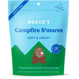 Bocce's Bakery Campfire S'mores Peanut Butter, Carob & Vanilla Recipe Dog Treats, 6-oz bag