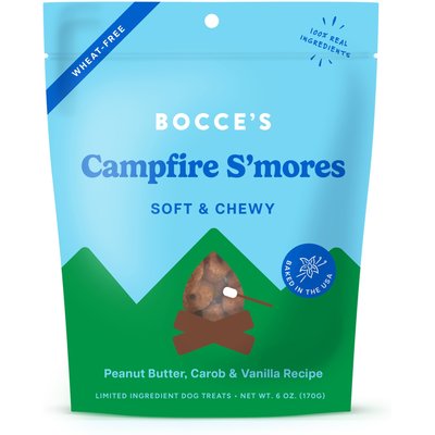 Bocce's Bakery Bocce's Bakery Campfire S'mores Peanut Butter, Carob & Vanilla Recipe Dog Treats, 6-oz bag