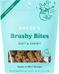 Bocce's Bakery Dailies Brushy Bites Apple + Mint Recipe Dog Treats, 6-oz pouch