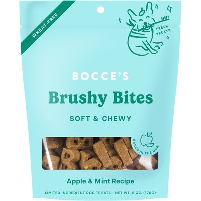 Bocce's Bakery Bocce's Bakery Dailies Brushy Bites Apple + Mint Recipe Dog Treats, 6-oz pouch
