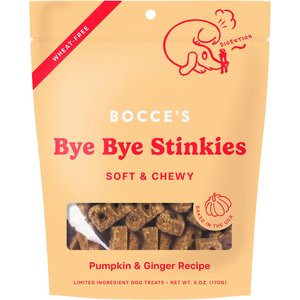 Bocce's Bakery Dailies Bye Bye Stinkies Pumpkin + Ginger Recipe Dog Treats, 6-oz pouch