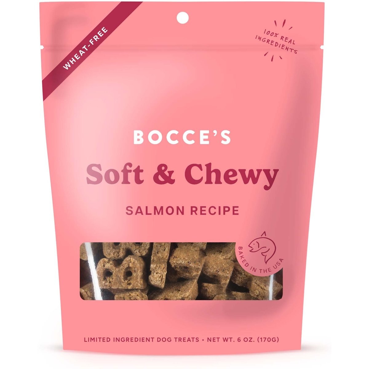 Bocce's Bakery Soft & Chewy Salmon Recipe Dog Treats, 6-oz bag