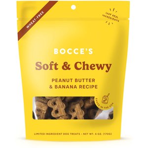 Bocce's Bakery Soft & Chewy Peanut Butter & Banana Recipe Dog Treats, 6-oz bag