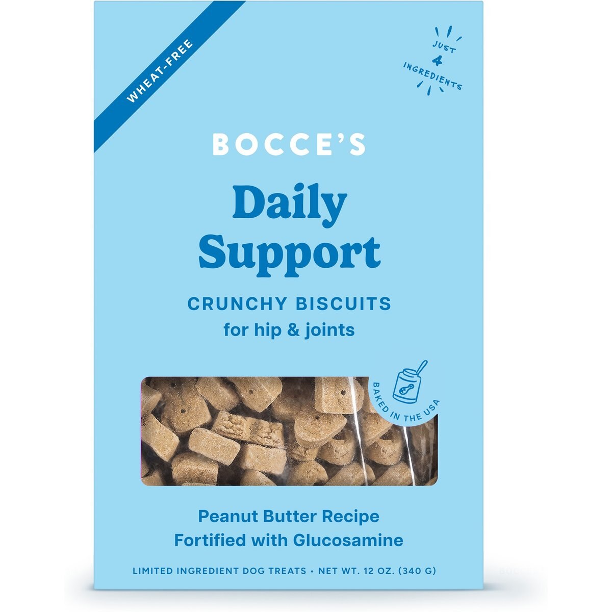 Bocce's Bakery Daily Support Hip Aid Peanut Butter Recipe Dog Treat, 12-oz box