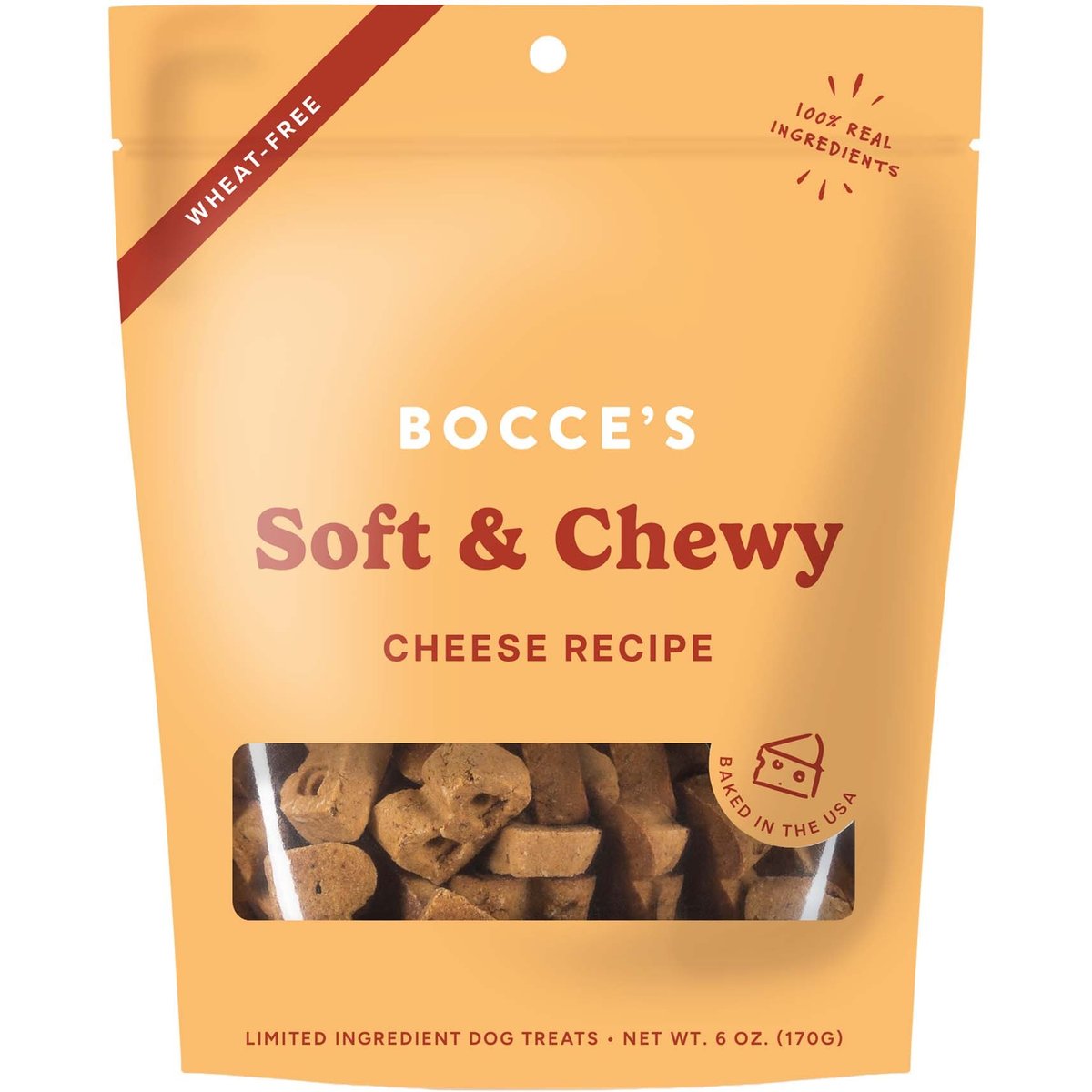 Bocce's Bakery Soft & Chewy Cheese Recipe Dog Treats, 6-oz bag
